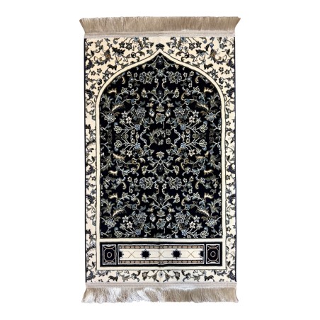 Tapis de prière Mihrab Impérial Bleu Nuit — Collection Rawdah