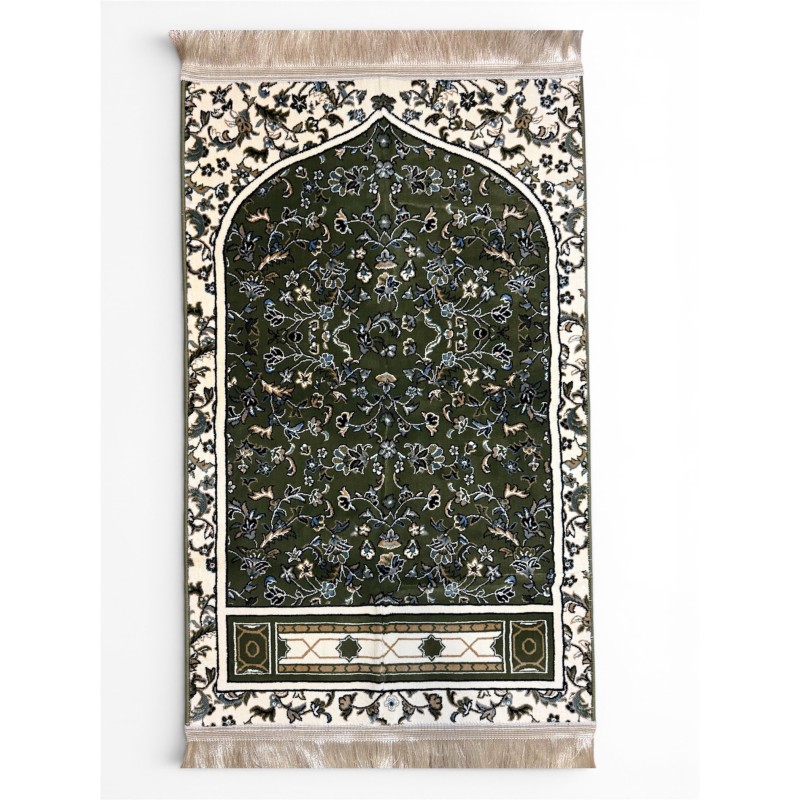 Tapis de prière Mihrab Impérial Vert Rawdah — Collection Rawdah
